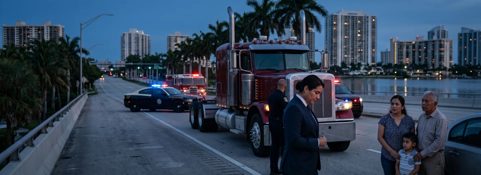 Blue-hour photograph of Pinecrest used as the backdrop for the crosswalk accident lawyer consultation call to action.