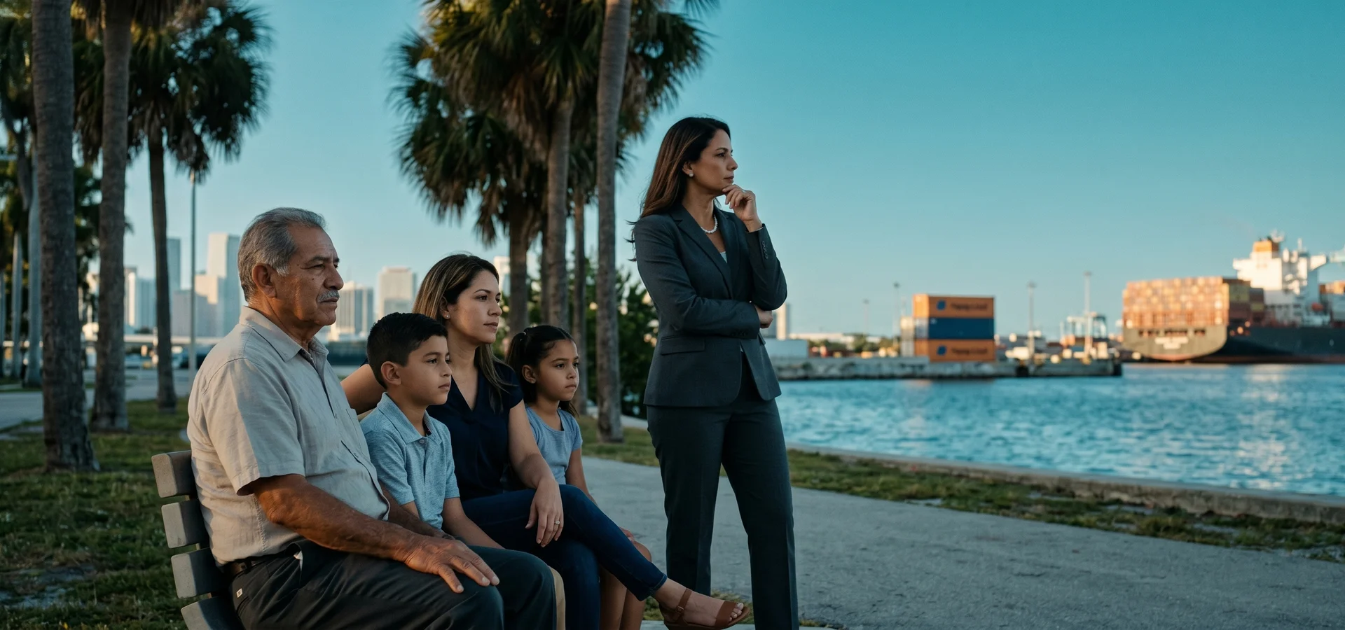 Blue-hour photograph of Miami used as the backdrop for the premises liability lawyer consultation call to action.