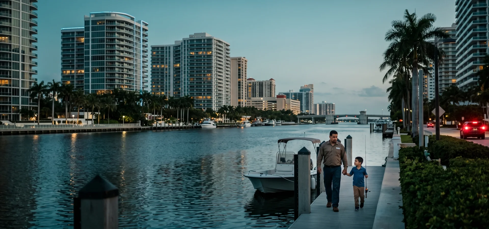 Editorial photograph of Pinecrest at golden hour, conveying the local context for bicycle accident lawyer representation.