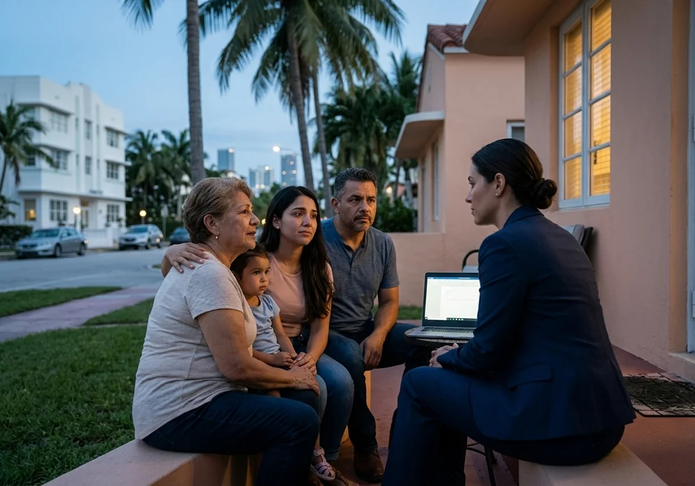 Blue-hour photograph of Pinecrest used as the backdrop for the car accident lawyer consultation call to action.