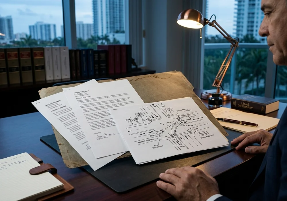 Editorial photograph of Key Biscayne at golden hour, conveying the local context for construction accident lawyer representation.